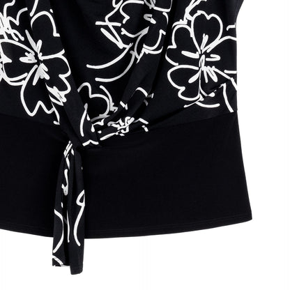 Clara Sunwoo Signature - Crepe Knit - Drape Neck Loop Front Top - Blossom Sketch - Final Sale