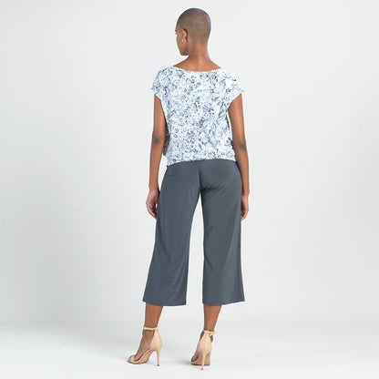 Clara Sunwoo Discount - Textured Cap Sleeve Tie Hem Top - Floral Rain-Grey - Final Sale