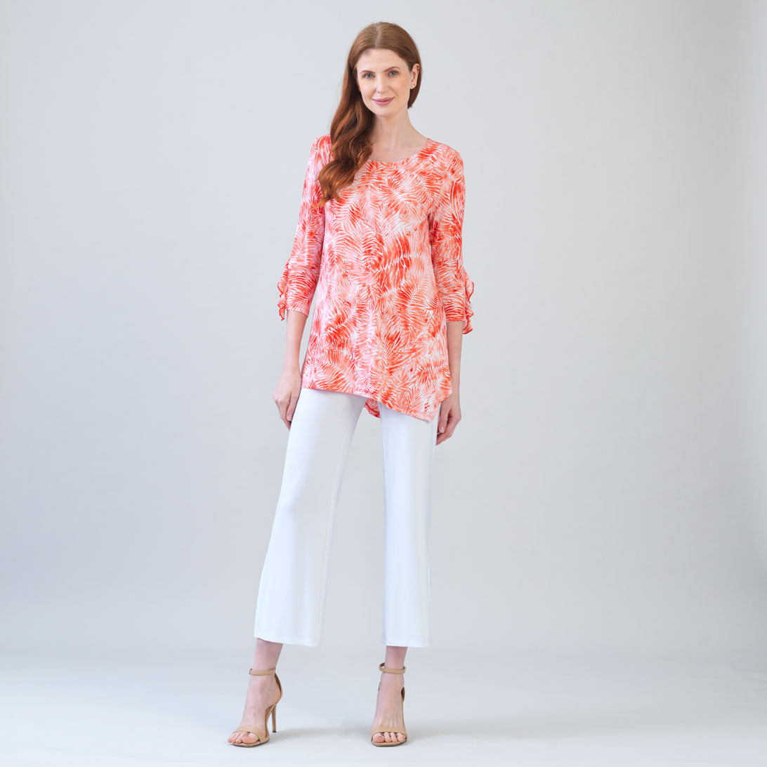 Clara Sunwoo Value - Light Knit - Flutter Cuff Angle Vent Tunic - Palm Branch-Coral - Final Sale!