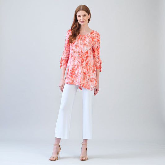 Clara Sunwoo Value - Light Knit - Flutter Cuff Angle Vent Tunic - Palm Branch-Coral - Final Sale!