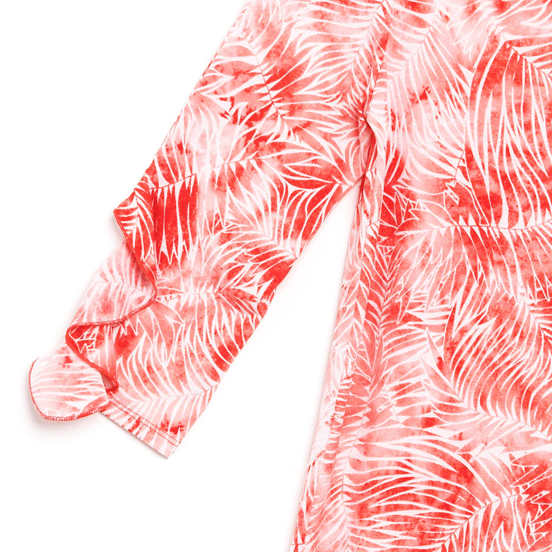 Clara Sunwoo Value - Light Knit - Flutter Cuff Angle Vent Tunic - Palm Branch-Coral - Final Sale!