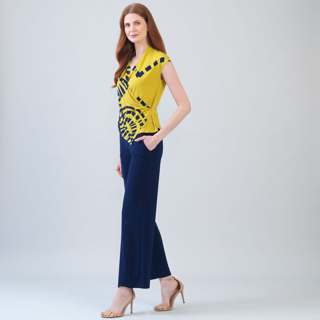 Clara Sunwoo Trending - Crossover Faux Wrap Top - Track Line - Final Sale
