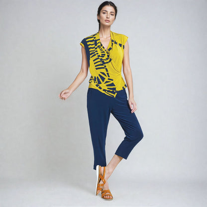 Clara Sunwoo Trending - Crossover Faux Wrap Top - Track Line - Final Sale