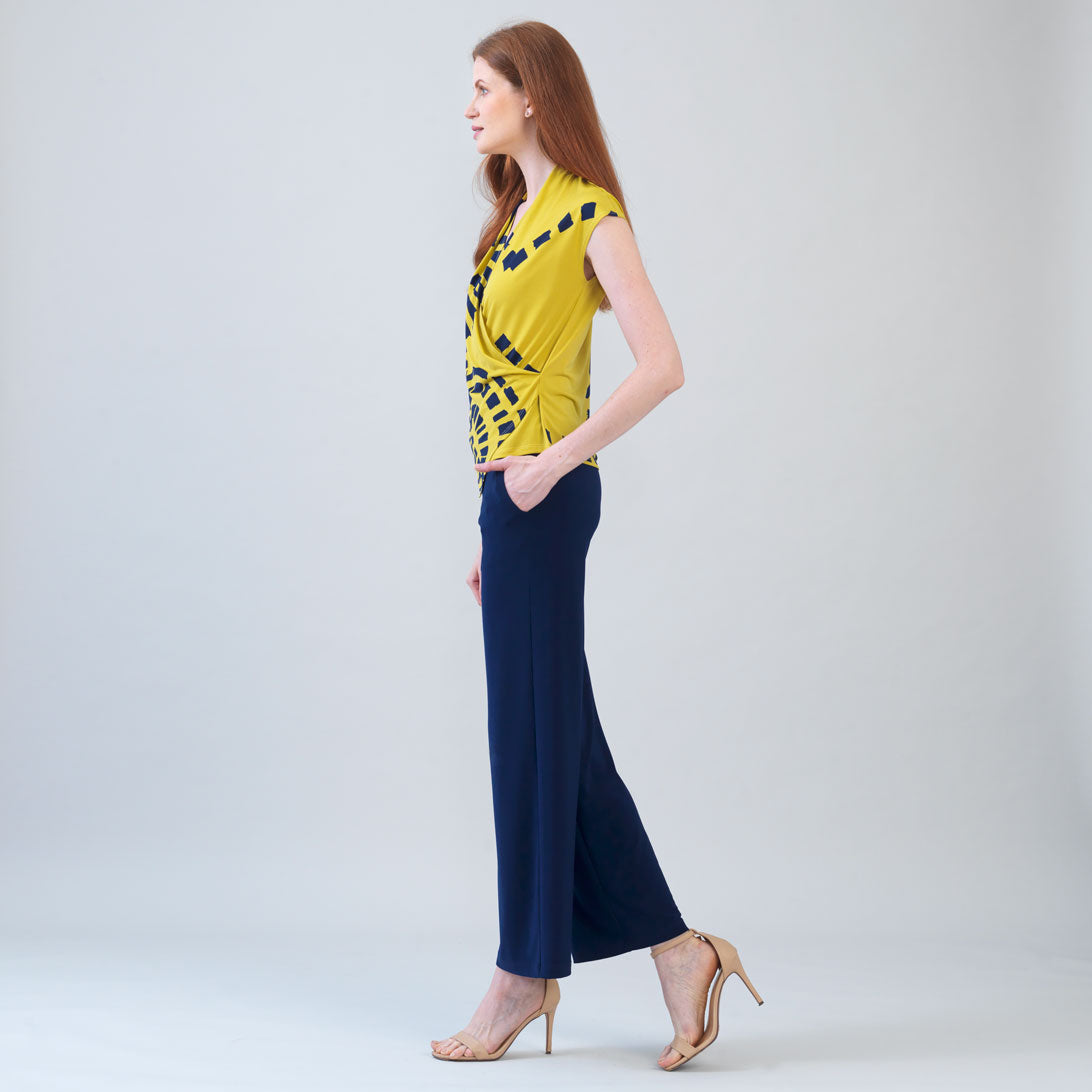Clara Sunwoo Trending - Crossover Faux Wrap Top - Track Line - Final Sale