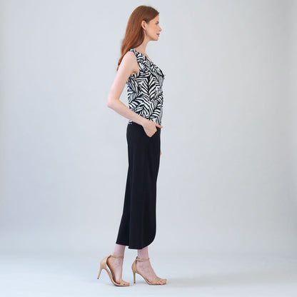 Clara Sunwoo Quality - Ribbon One Shoulder Ruffle Neckline Top - Leaf Stripe - Final Sale!