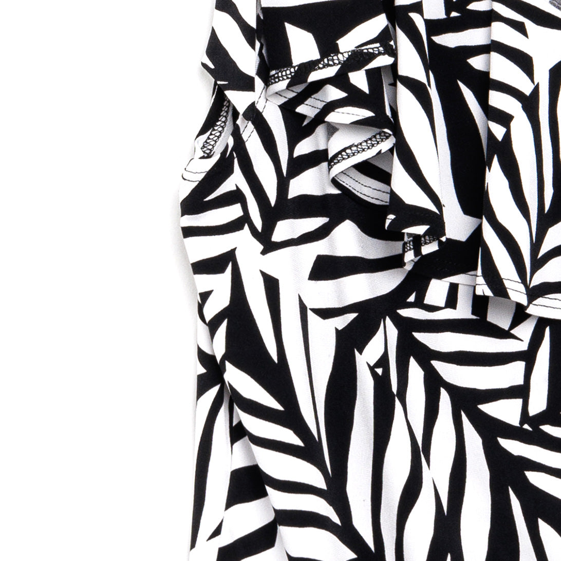 Clara Sunwoo Quality - Ribbon One Shoulder Ruffle Neckline Top - Leaf Stripe - Final Sale!