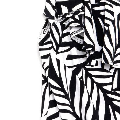 Clara Sunwoo Quality - Ribbon One Shoulder Ruffle Neckline Top - Leaf Stripe - Final Sale!