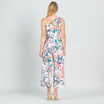 Clara Sunwoo Sale - Butter Knit - Ribbon One Shoulder Ruffle Neckline Top - Water Floral - Final Sale!