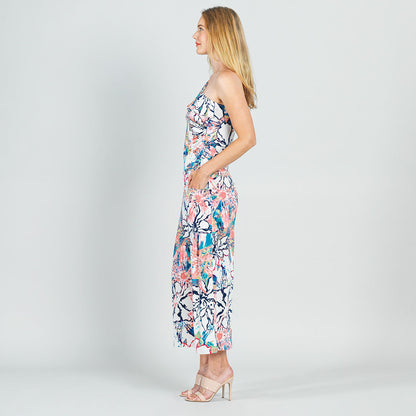 Clara Sunwoo Sale - Butter Knit - Ribbon One Shoulder Ruffle Neckline Top - Water Floral - Final Sale!