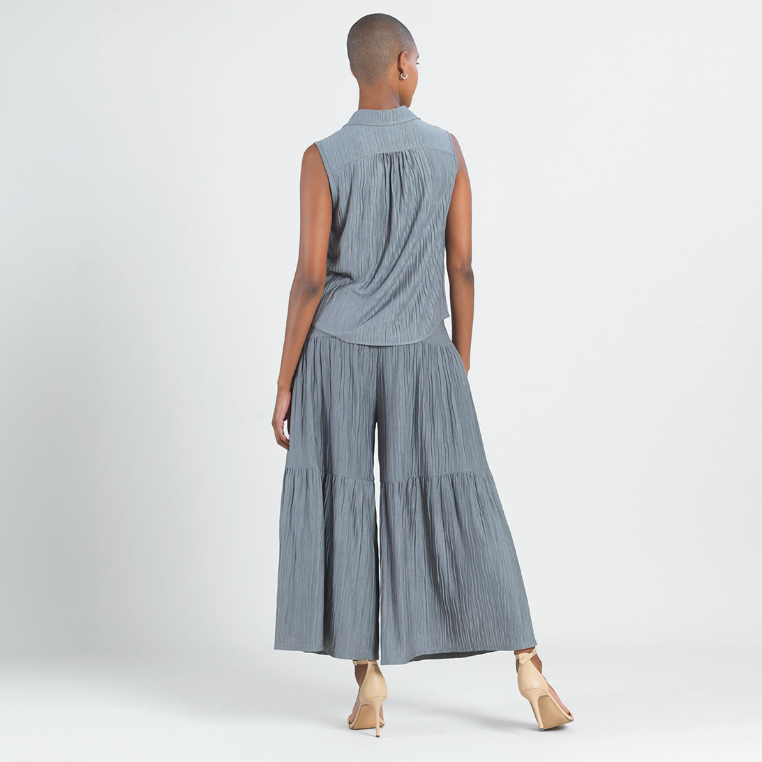 Clara Sunwoo Customer Favorite - Soft Pleat Knit - Sleeveless Button Down Tie Hem Top - Olive - Final Sale!