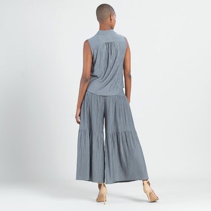 Clara Sunwoo Customer Favorite - Soft Pleat Knit - Sleeveless Button Down Tie Hem Top - Olive - Final Sale!