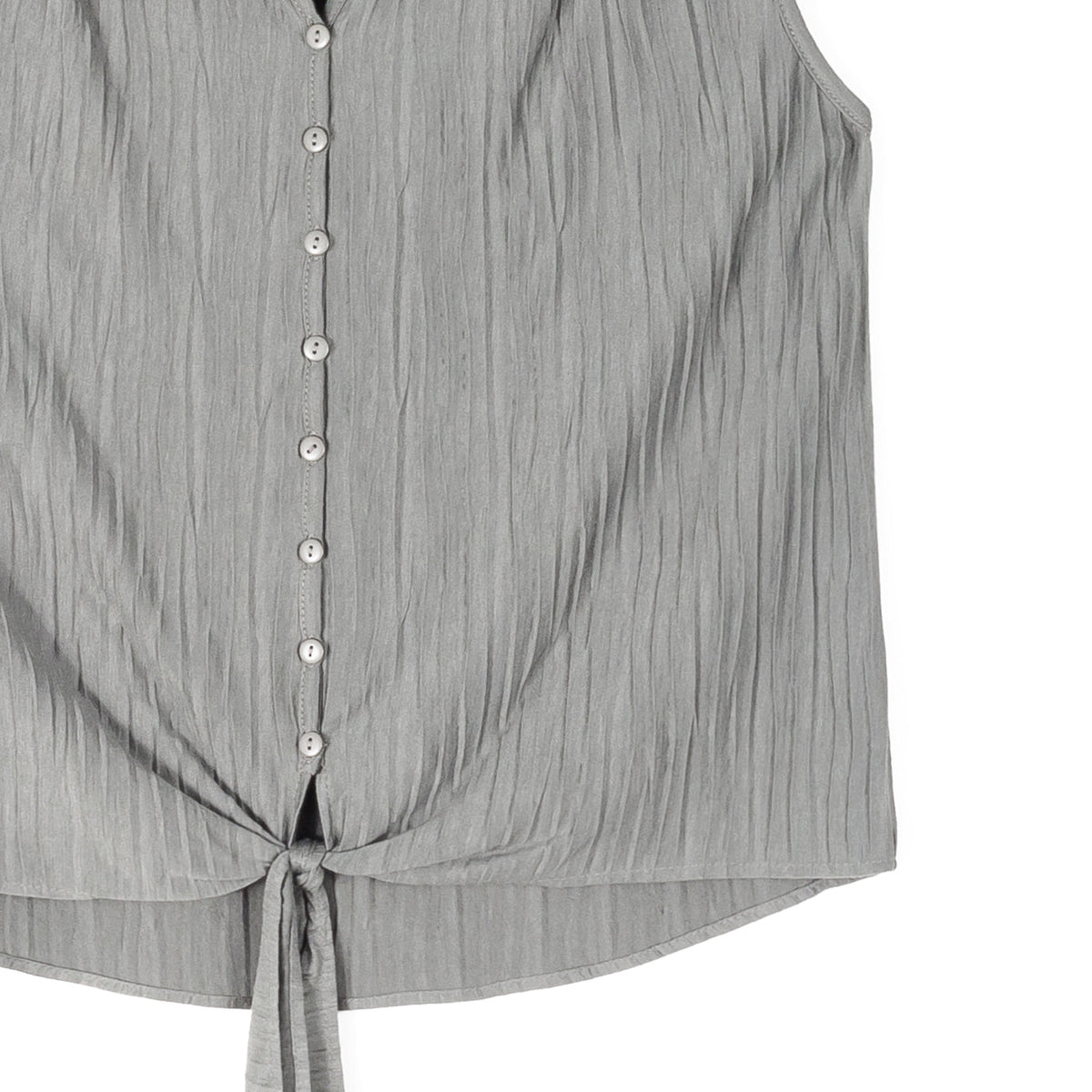 Clara Sunwoo Customer Favorite - Soft Pleat Knit - Sleeveless Button Down Tie Hem Top - Olive - Final Sale!