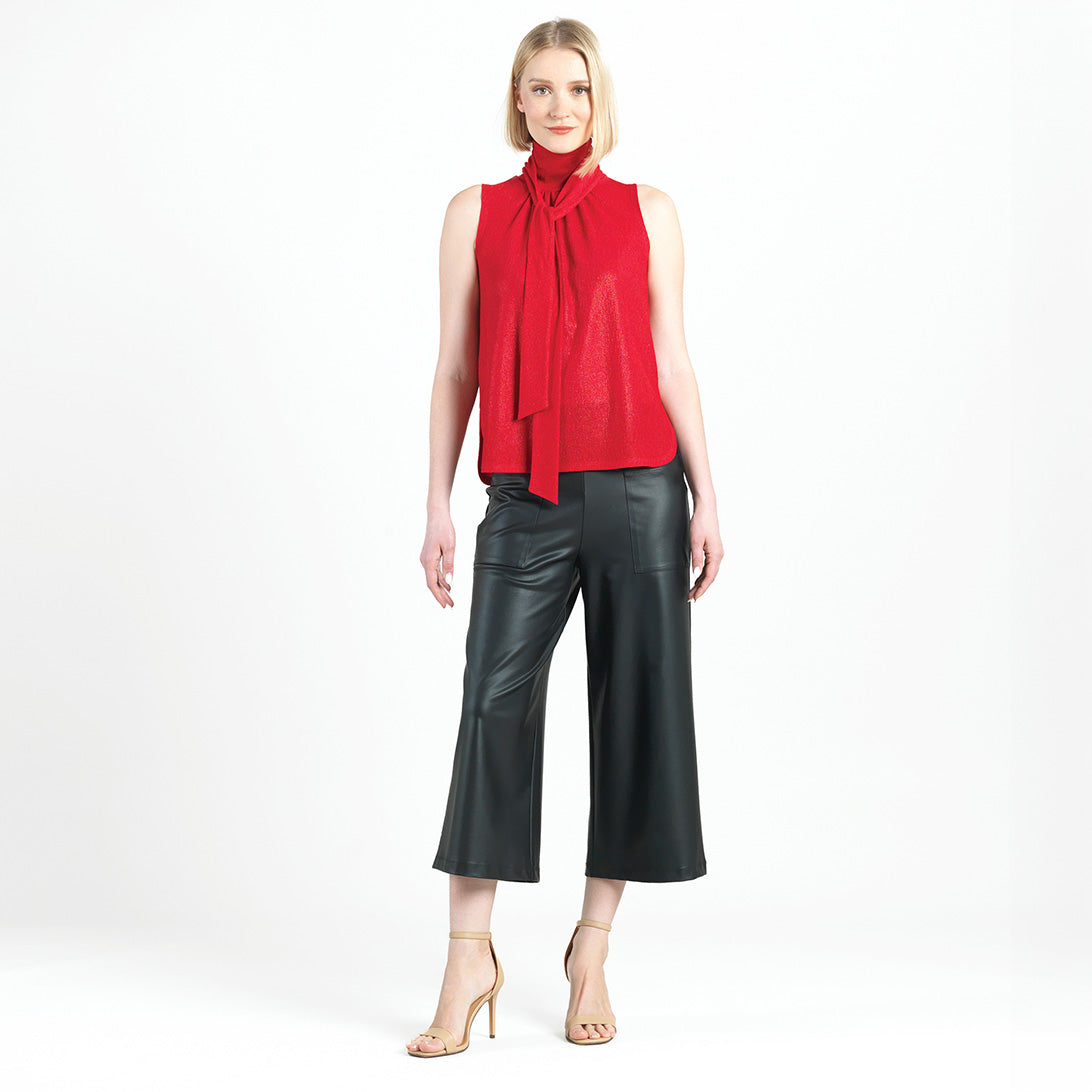 Clara Sunwoo Smart Buy - Glimmer Speck - Mock Neck-Tie Detail Top - Red - Final Sale!
