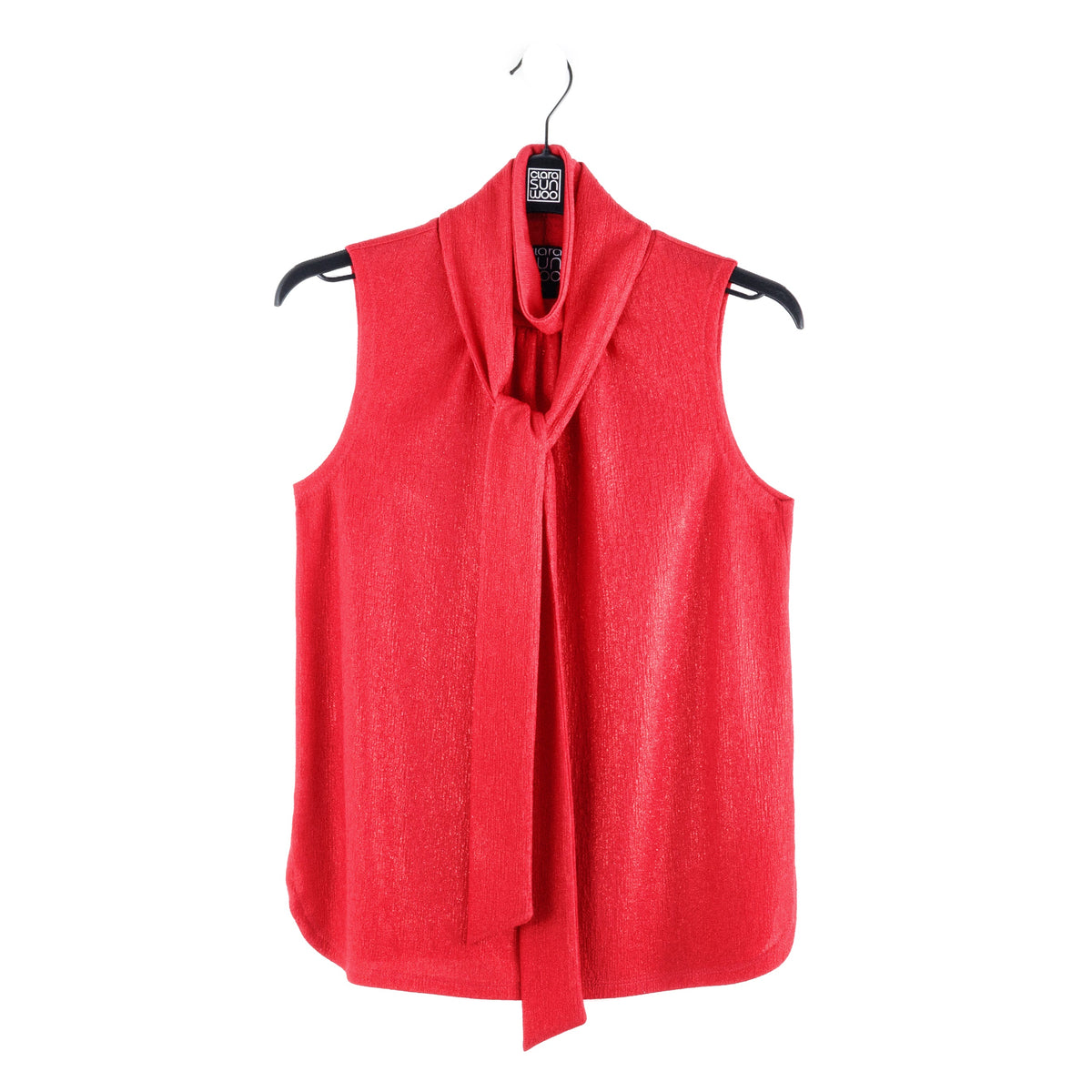 Clara Sunwoo Smart Buy - Glimmer Speck - Mock Neck-Tie Detail Top - Red - Final Sale!