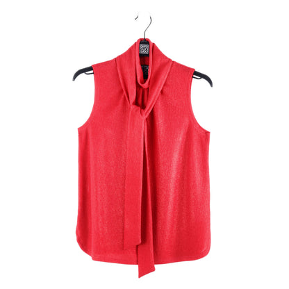 Clara Sunwoo Smart Buy - Glimmer Speck - Mock Neck-Tie Detail Top - Red - Final Sale!