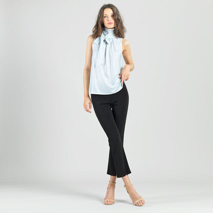 Clara Sunwoo Best Seller - Glitter Foil - Mock Neck-Tie Detail Top - Silver - Final Sale!