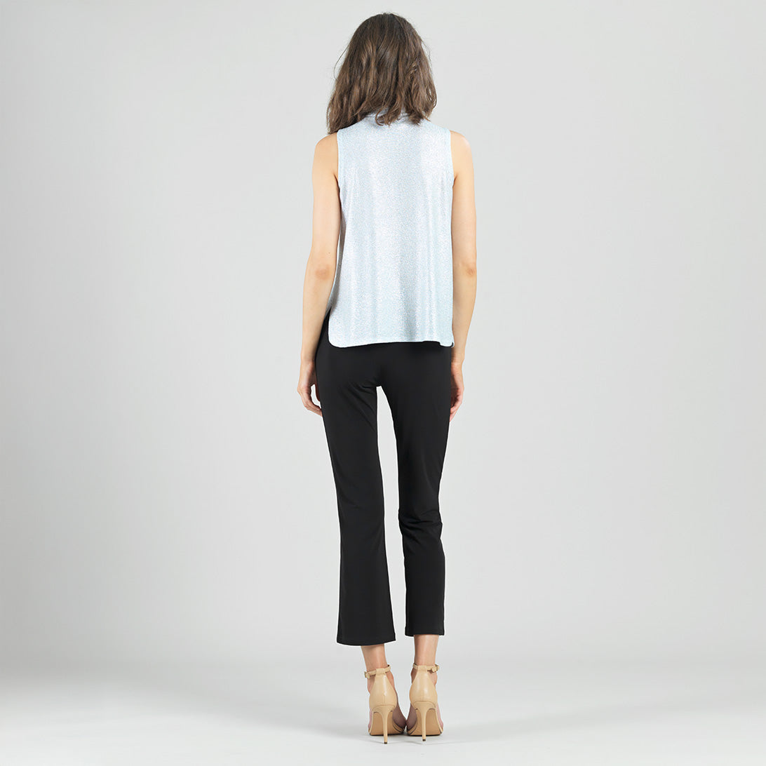 Clara Sunwoo Best Seller - Glitter Foil - Mock Neck-Tie Detail Top - Silver - Final Sale!
