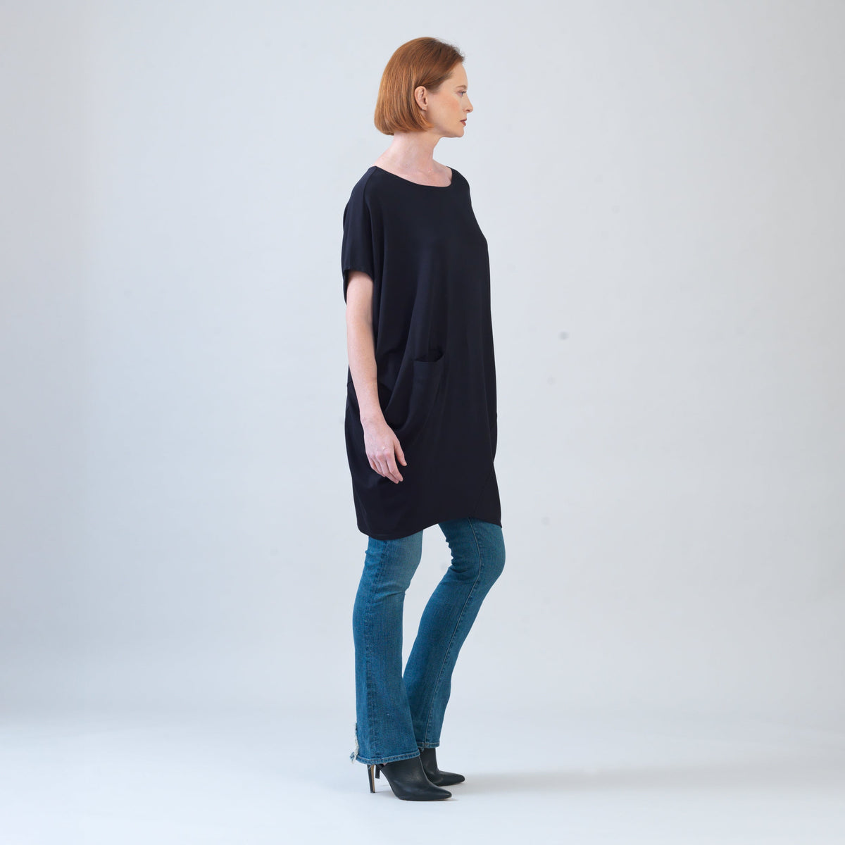 Clara Sunwoo Special Offer - Rayon-Ponte Knit - Architectural Pocket Tunic - Black - Final Sale!
