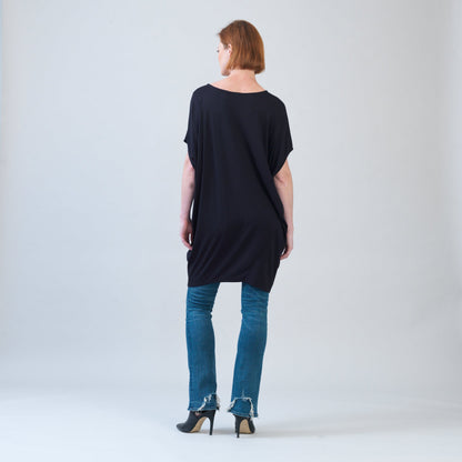 Clara Sunwoo Special Offer - Rayon-Ponte Knit - Architectural Pocket Tunic - Black - Final Sale!