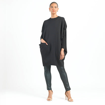 Clara Sunwoo Special Offer - Rayon-Ponte Knit - Architectural Pocket Tunic - Black - Final Sale!