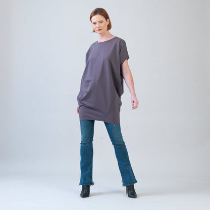 Clara Sunwoo Deals - Rayon-Ponte Knit - Architectural Pocket Tunic - Mocha - Final Sale!