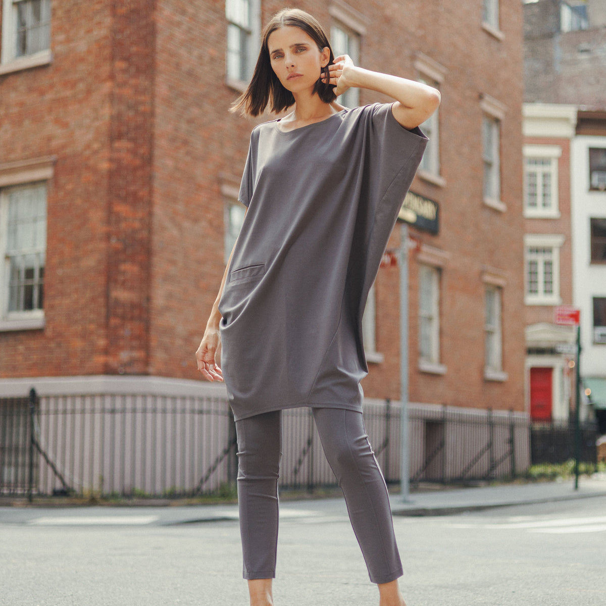 Clara Sunwoo Deals - Rayon-Ponte Knit - Architectural Pocket Tunic - Mocha - Final Sale!