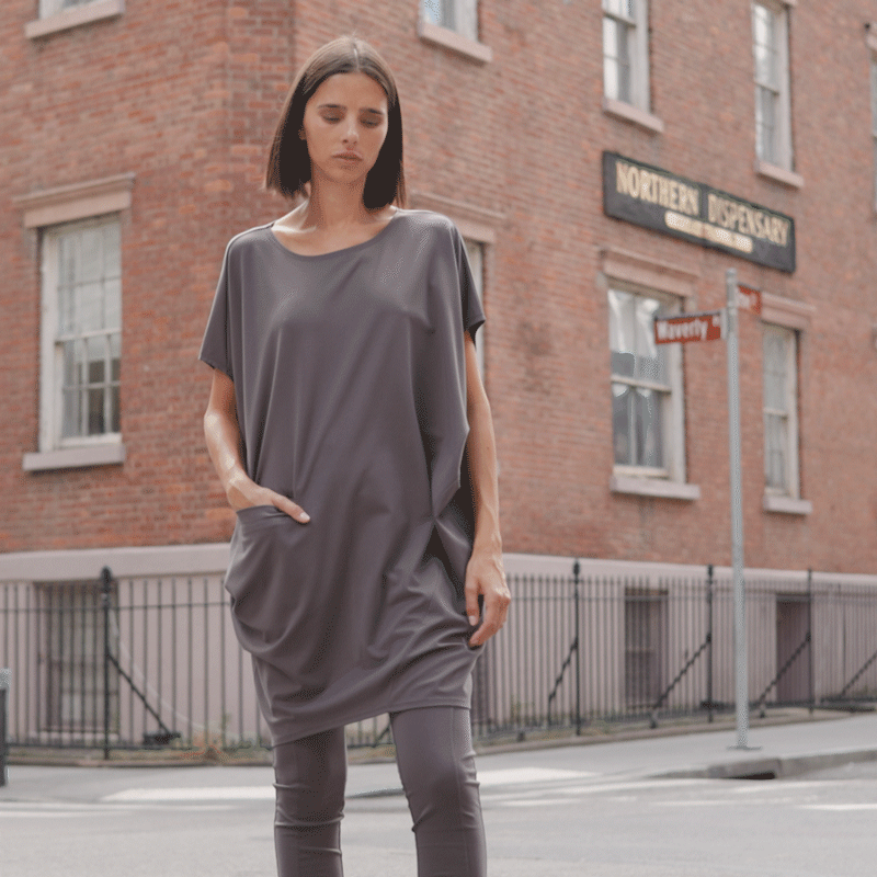 Clara Sunwoo Deals - Rayon-Ponte Knit - Architectural Pocket Tunic - Mocha - Final Sale!