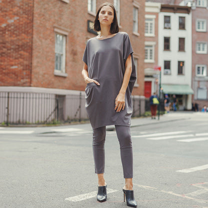 Clara Sunwoo Deals - Rayon-Ponte Knit - Architectural Pocket Tunic - Mocha - Final Sale!