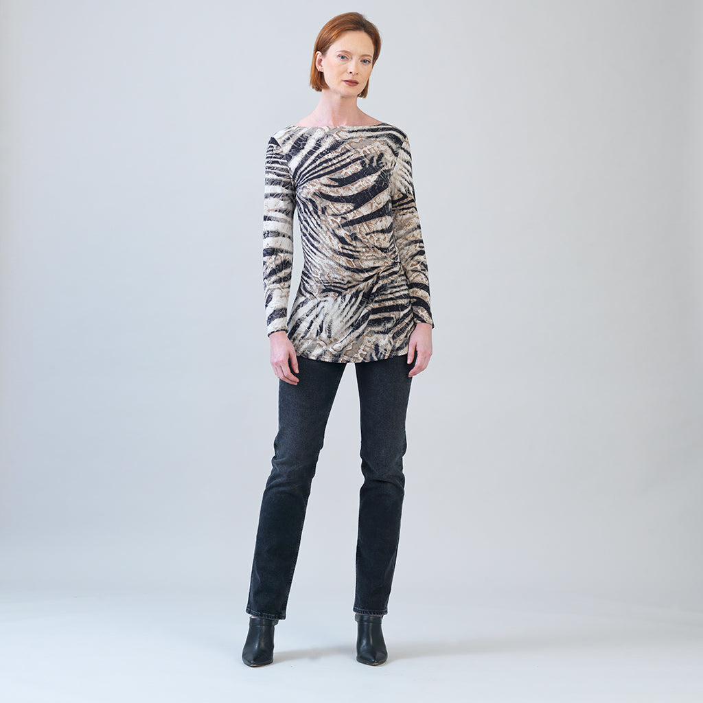 Clara Sunwoo Trusted - Side Twist Tunic - Striped Zebra - Final Sale!