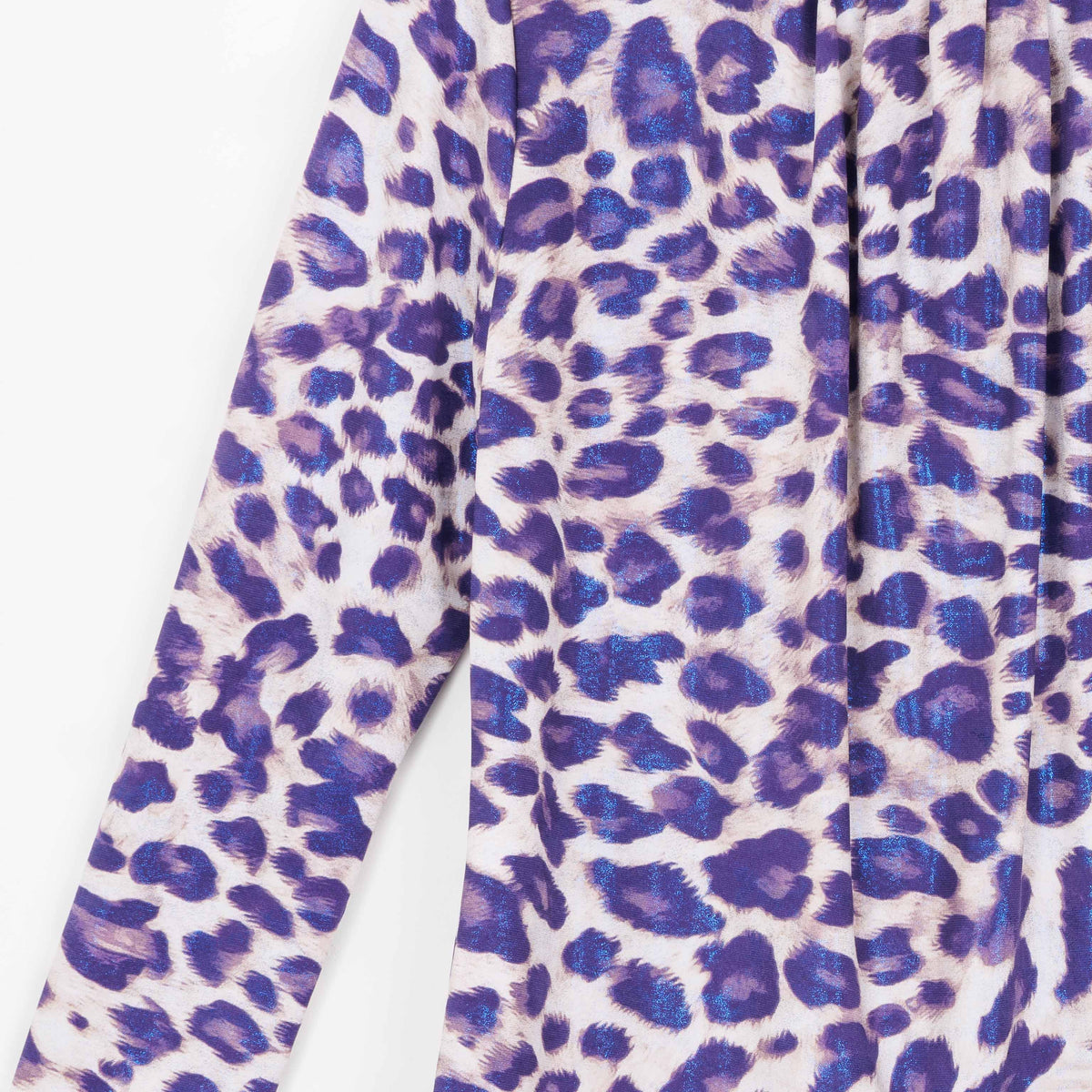 Clara Sunwoo Featured - Foil Knit - Mock Neck Pleated Detail Top - Plum Cheetah - Final Sale