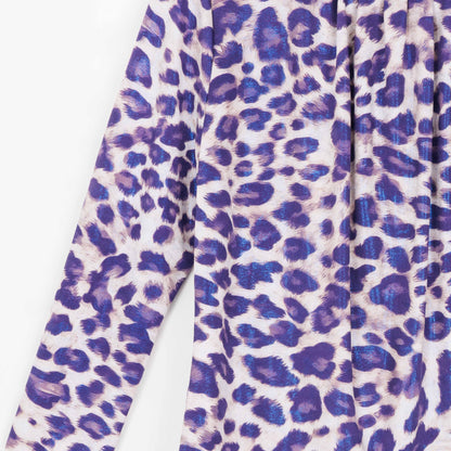 Clara Sunwoo Featured - Foil Knit - Mock Neck Pleated Detail Top - Plum Cheetah - Final Sale
