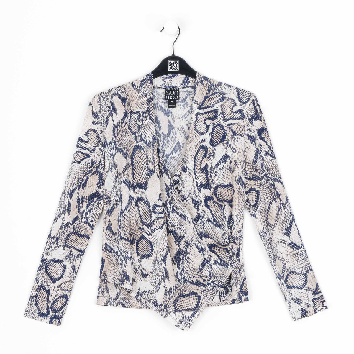 Clara Sunwoo Best Price - Butter Knit - Long Sleeve Crossover Faux Wrap Top - Python Scale - Final Sale!