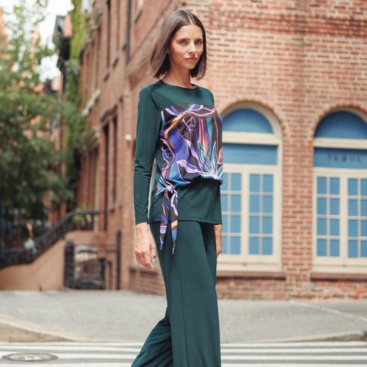 Clara Sunwoo Smart Buy - Blouson Overlay Side Tie Detail Top - Petal Sketch - Final Sale!