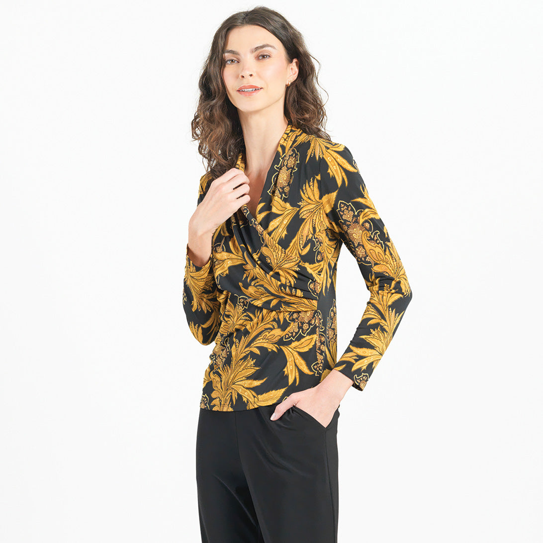 Clara Sunwoo Essential - V-Neck Draped Pleat Top - Baroque Paisley - Final Sale!