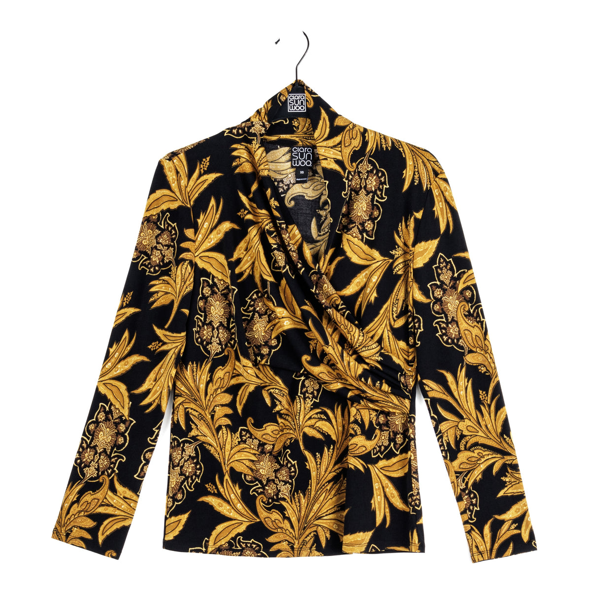 Clara Sunwoo Essential - V-Neck Draped Pleat Top - Baroque Paisley - Final Sale!