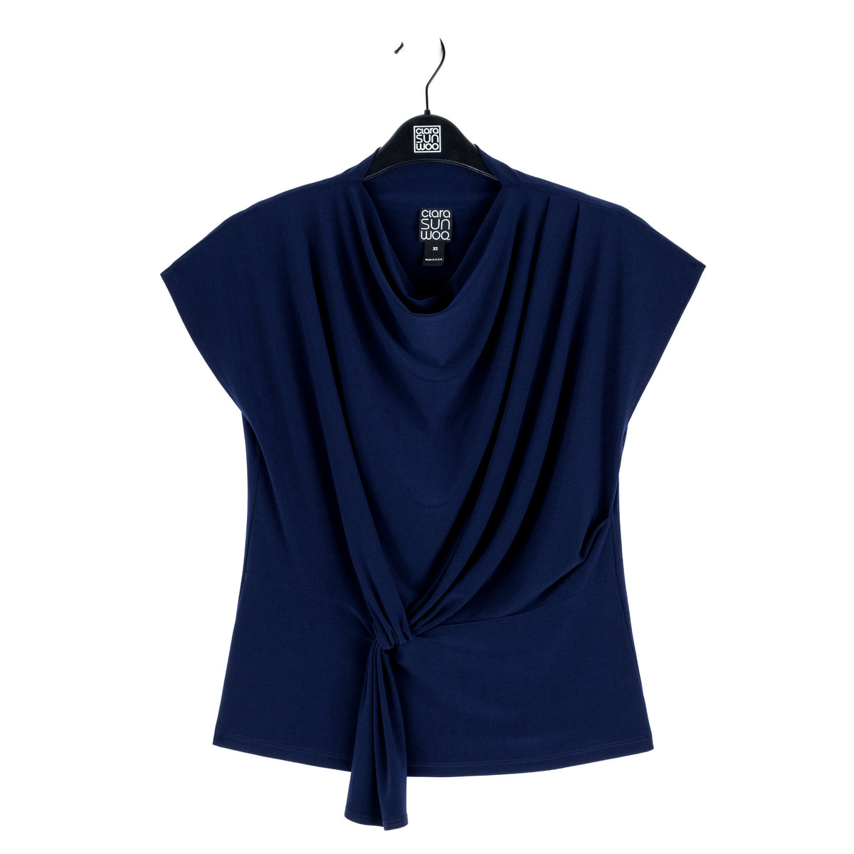 Clara Sunwoo Smart Buy - Drape Neck Loop Front Top - Navy - Final Sale