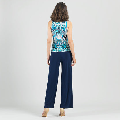 Clara Sunwoo Classic - Sleeveless V-Neck Center Front Tie Top - Abstract Prism - Final Sale