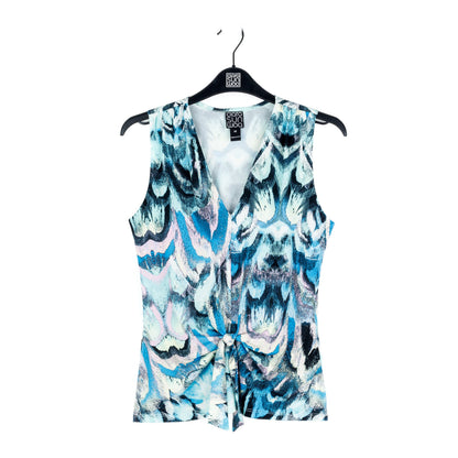 Clara Sunwoo Classic - Sleeveless V-Neck Center Front Tie Top - Abstract Prism - Final Sale