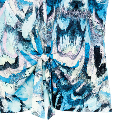 Clara Sunwoo Classic - Sleeveless V-Neck Center Front Tie Top - Abstract Prism - Final Sale