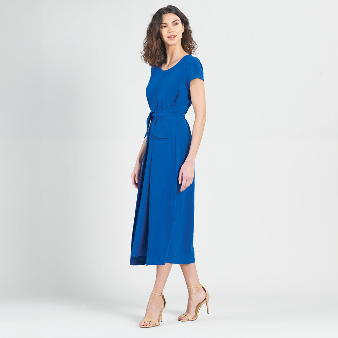 Clara Sunwoo Everyday - Soft Textured Rayon - Tie Wrap Overlay Midi Dress - Cobalt - Final Sale!