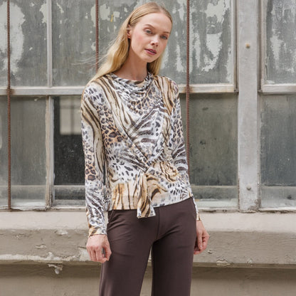 Clara Sunwoo Top Pick - Butter Knit - Long Sleeve Loop Front Top - Cheetah Stripe - Final Sale