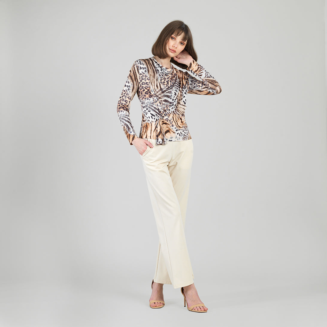 Clara Sunwoo Top Pick - Butter Knit - Long Sleeve Loop Front Top - Cheetah Stripe - Final Sale