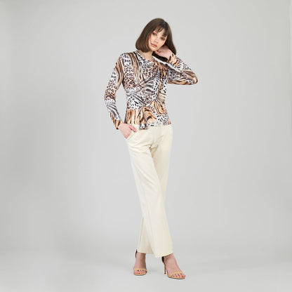 Clara Sunwoo Top Pick - Butter Knit - Long Sleeve Loop Front Top - Cheetah Stripe - Final Sale