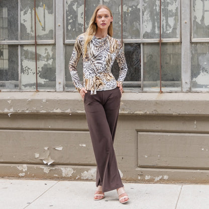 Clara Sunwoo Top Pick - Butter Knit - Long Sleeve Loop Front Top - Cheetah Stripe - Final Sale