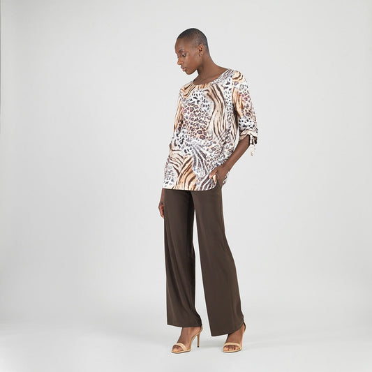 Clara Sunwoo Classic - Butter Knit - Pull-Tie Cuff Tunic - Cheetah Stripe - Final Sale