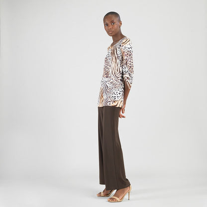 Clara Sunwoo Classic - Butter Knit - Pull-Tie Cuff Tunic - Cheetah Stripe - Final Sale