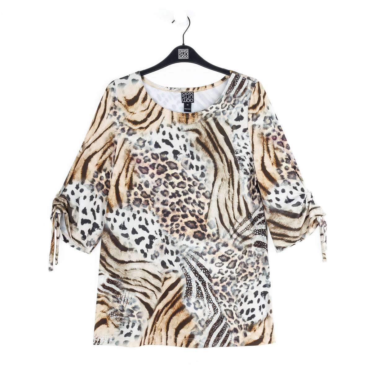 Clara Sunwoo Classic - Butter Knit - Pull-Tie Cuff Tunic - Cheetah Stripe - Final Sale
