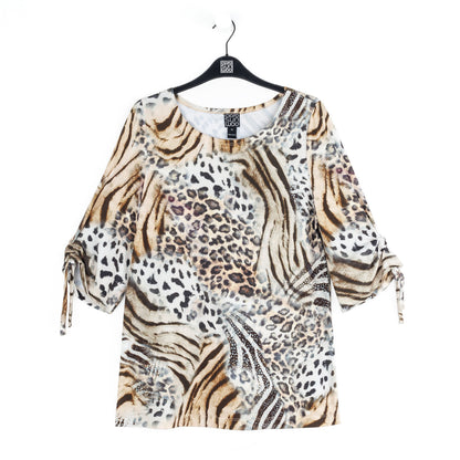 Clara Sunwoo Classic - Butter Knit - Pull-Tie Cuff Tunic - Cheetah Stripe - Final Sale