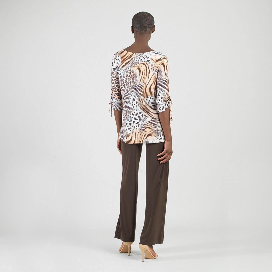 Clara Sunwoo Classic - Butter Knit - Pull-Tie Cuff Tunic - Cheetah Stripe - Final Sale