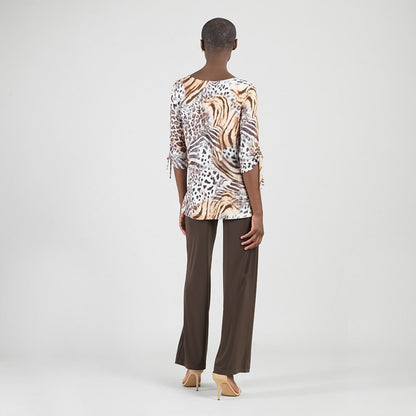 Clara Sunwoo Classic - Butter Knit - Pull-Tie Cuff Tunic - Cheetah Stripe - Final Sale
